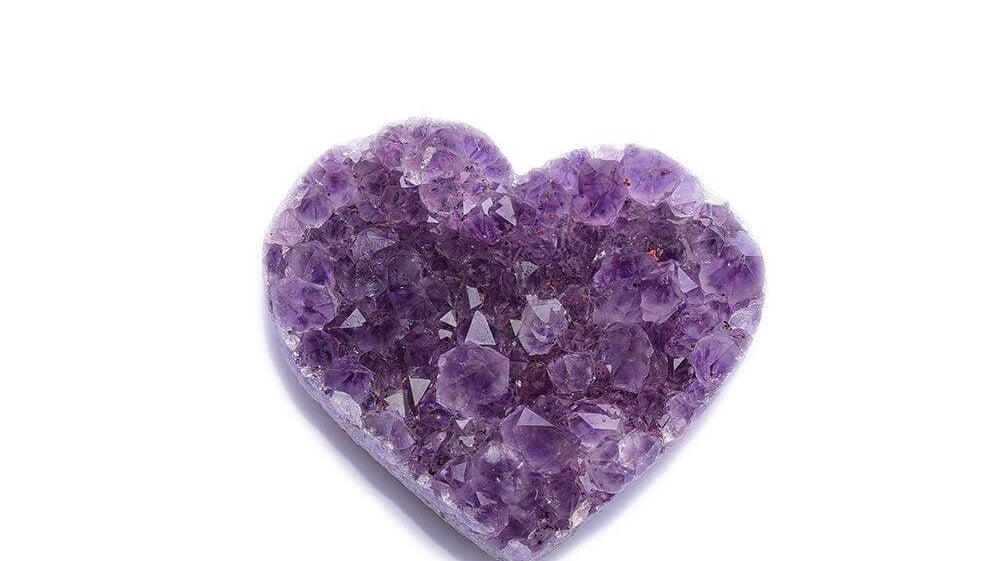 Purple amethyst heart cluster