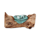 Tea light holder | Molten glass holder on driftwood