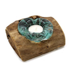 Glass and driftwood tea light holder