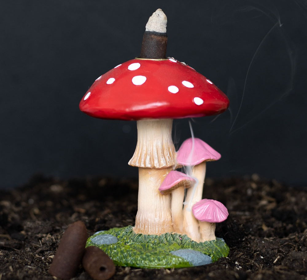 red mushroom backflow incense burner