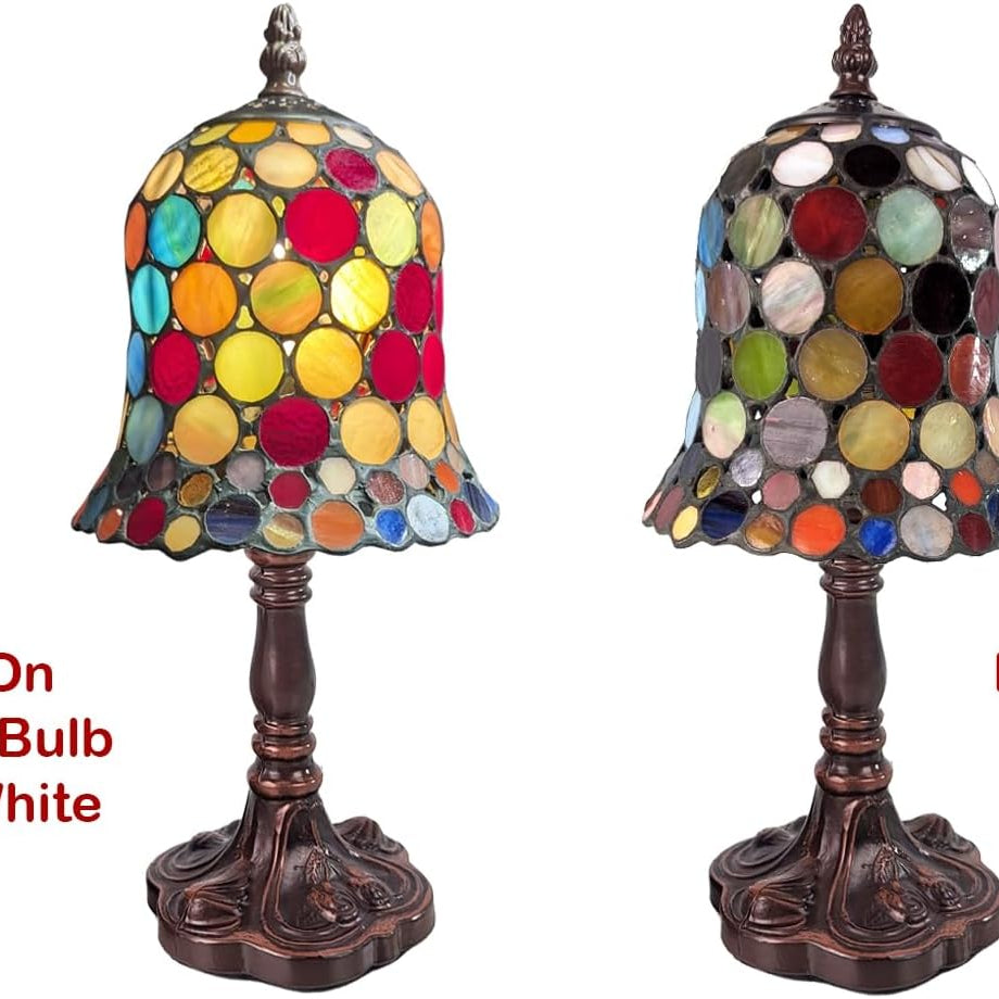 Spot design Tiffany table lamp unlit side view | stained glass