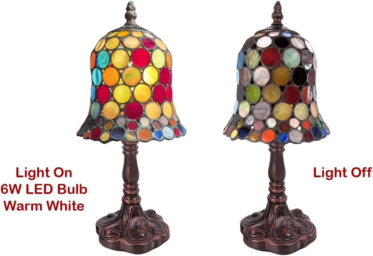 Spot design Tiffany table lamp unlit side view | stained glass