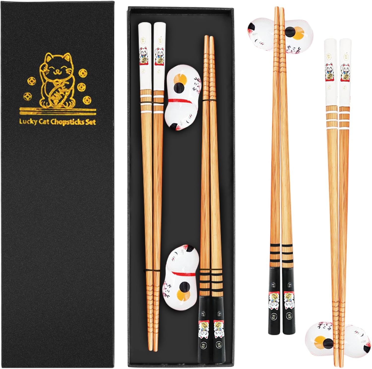 lucky Cat Chopsticks set with rests
