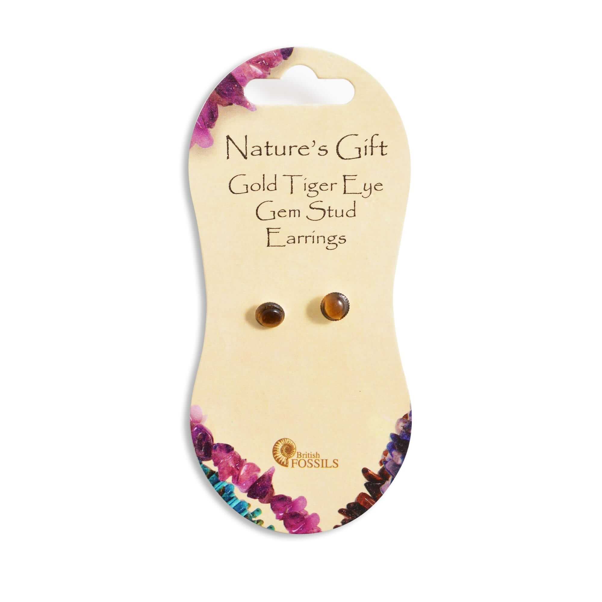 tiger eye gemstone stud earrings