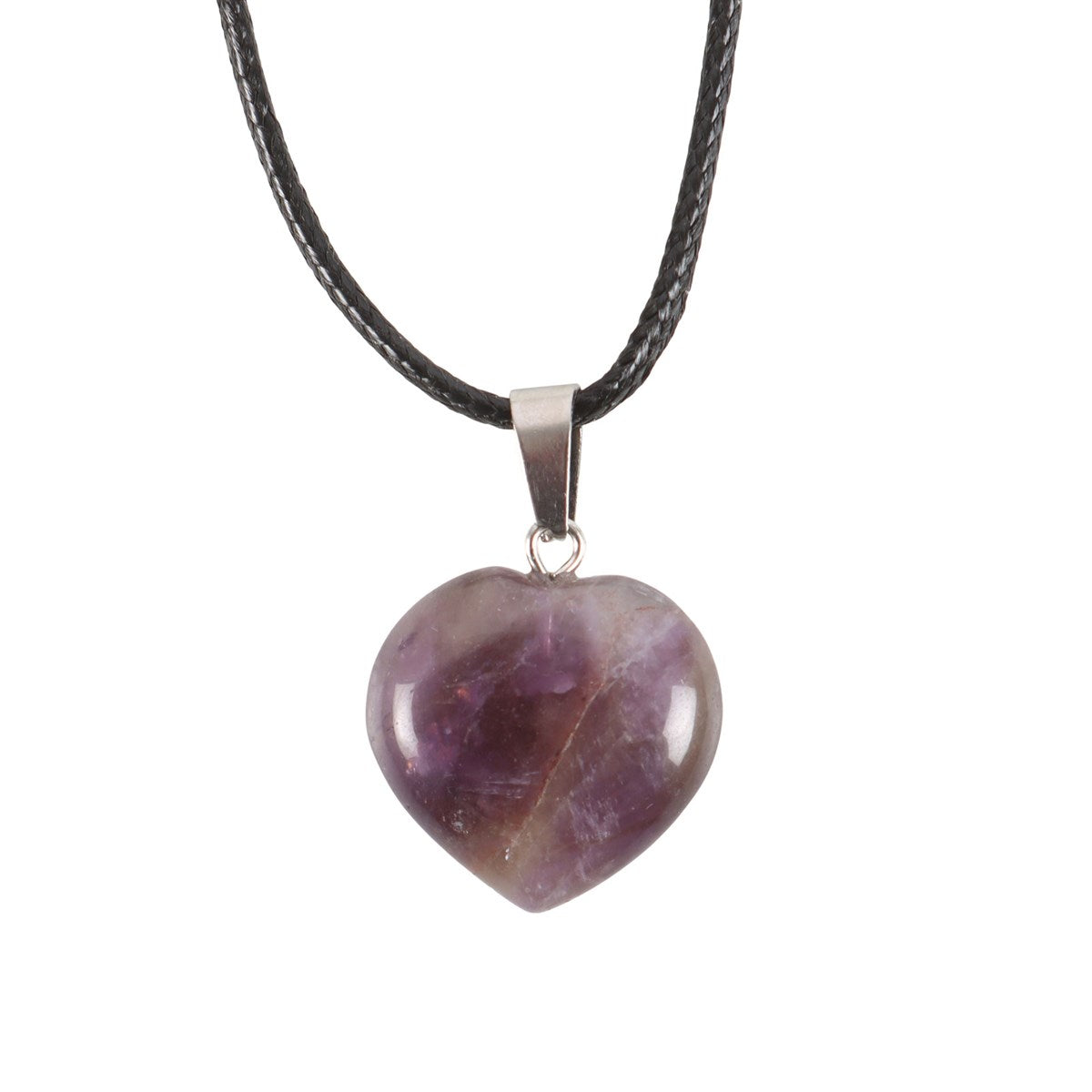 Amethyst Healing Crystal Heart Shape Necklace 