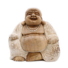 Wooden Buddha statue with white wash finish
