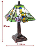 Mackintosh rose pyramid Tiffany table lamp with 33cm height and 21.5cm width dimensions overlay