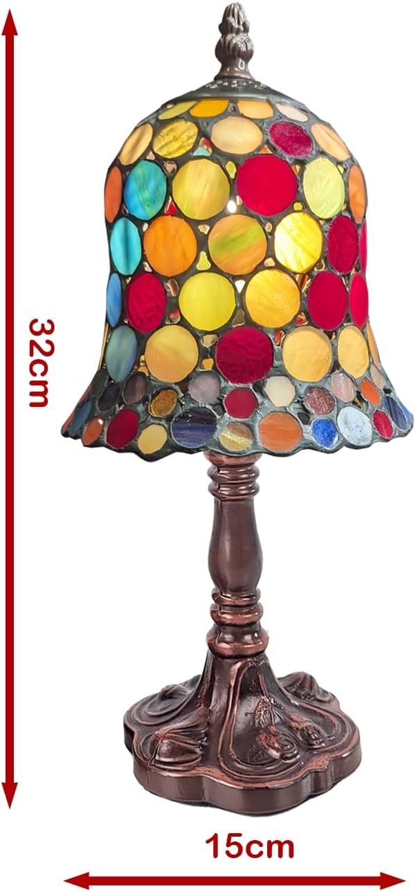 Spot design Tiffany table lamp dimension diagram showing height and width | stained glass