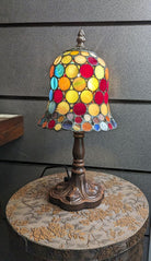 Spot design Tiffany table lamp illuminated | stained glass