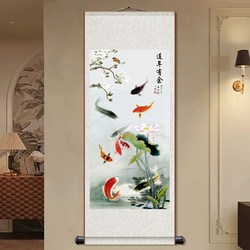 Silk Wall Scroll Fish – Yellow Sunrise
