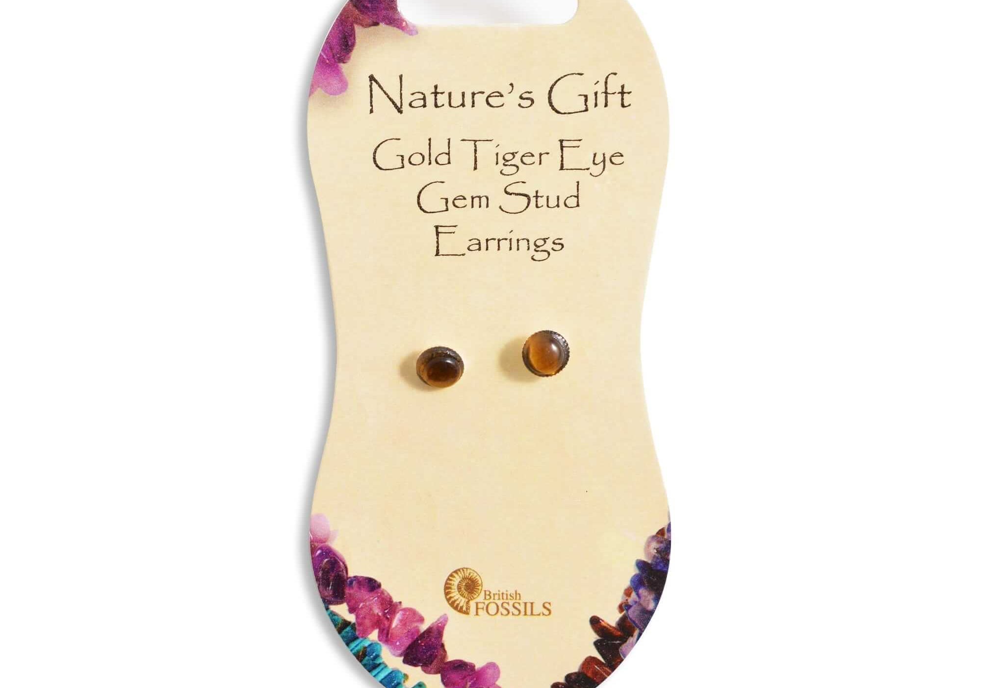 tiger eye gemstone stud earrings