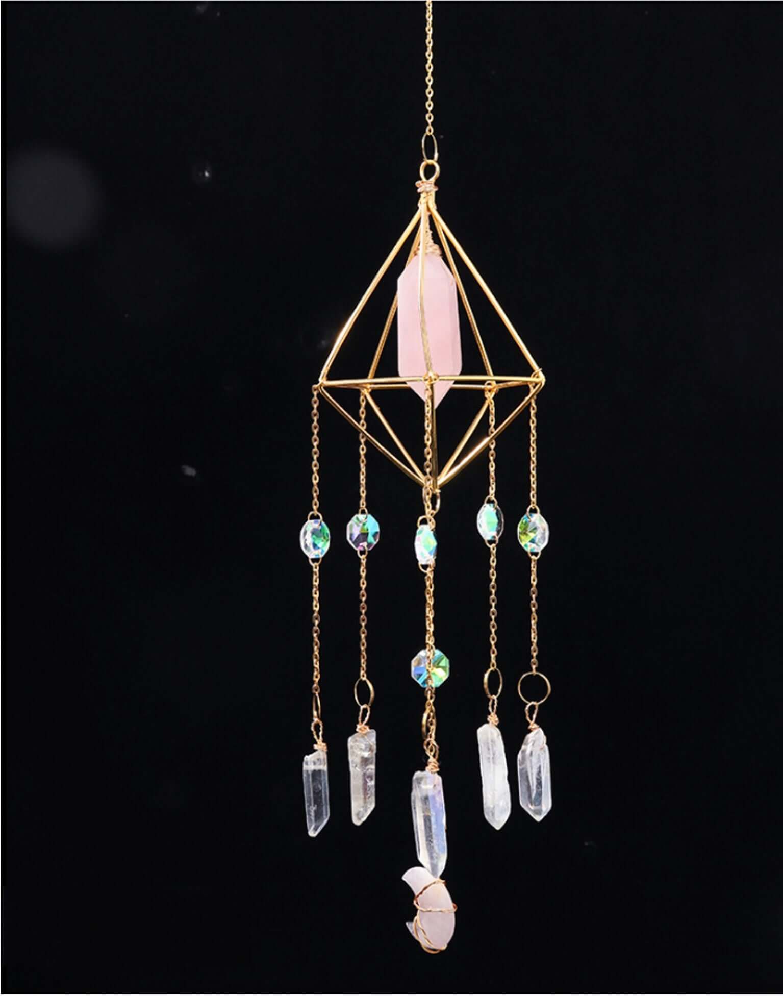 Rose good Quartz Crystal Suncatcher