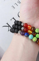 Chakra bracelets with lava stone