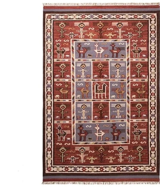 Indian kilim rug birdsong design 180x120cm