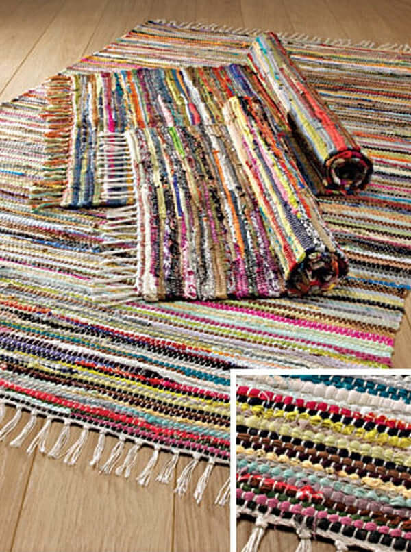 Rag Rugs | Multi coloured, 60x90cms | Indian rag rugs – Yellow Sunrise